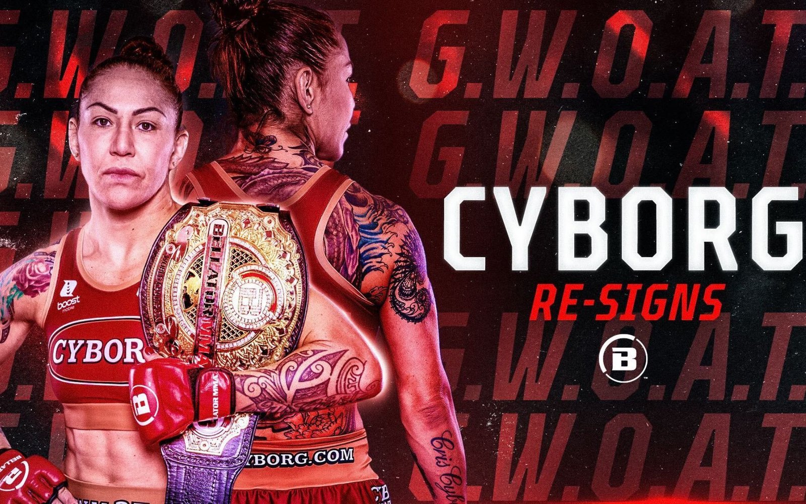 Cris Cyborg re-signs with Bellator [Photo credit: @BellatorMMA - Twitter]