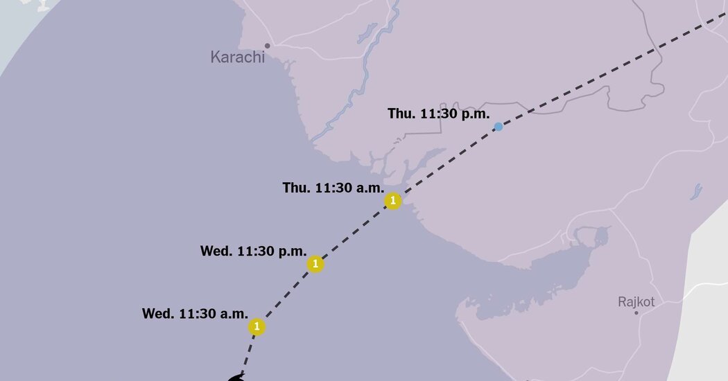 Map: Tracking Cyclone Biparjoy