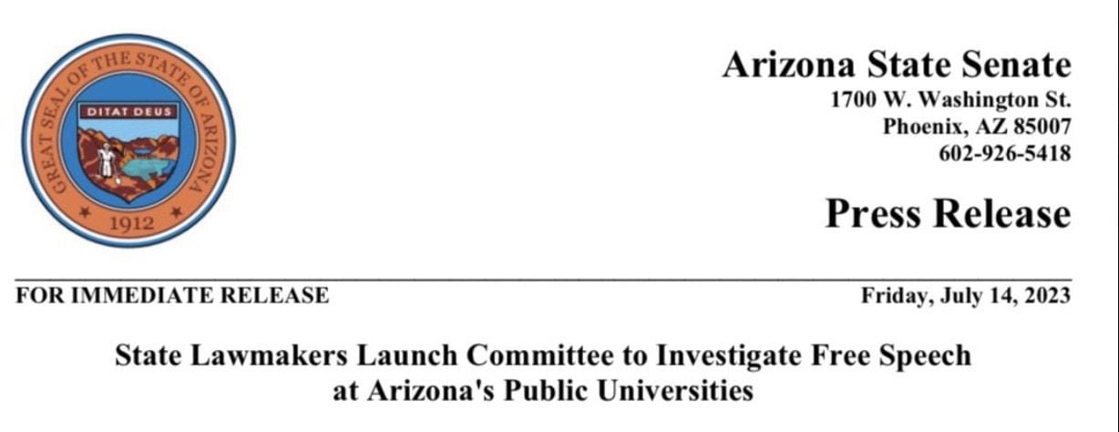 WATCH LIVE: AZ Legislature Holds Ad Hoc Committee on Freedom of Expression at Arizona's Public Universities After Arizona State University Fires Two Faculty Members Over Conservative Speaker Event | The Gateway Pundit | by Jordan Conradson | 126